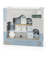 Label-Label - Haus der Stapelblöcke - Bleu / Personalisierbares Holzspielzeug mit Namen & Geburtsdaten
