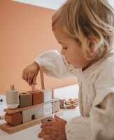 Label-Label - Haus der Stapelblöcke - Nougat / Personalisierbares Holzspielzeug mit Namen & Geburtsdaten