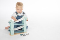 Label-Label - Auto-Schieberegler - Blau /Personalisierbares Holzspielzeug mit Namen & Geburtsdaten