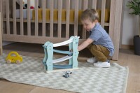 Label-Label - Auto-Schieberegler - Blau /Personalisierbares Holzspielzeug mit Namen & Geburtsdaten