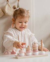 Label-Label - Kleine Stapelringe - Rosa / Personalisierbares Holzspielzeug mit Namen & Geburtsdaten