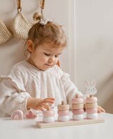Label-Label - Kleine Stapelringe - Rosa / Personalisierbares Holzspielzeug mit Namen & Geburtsdaten