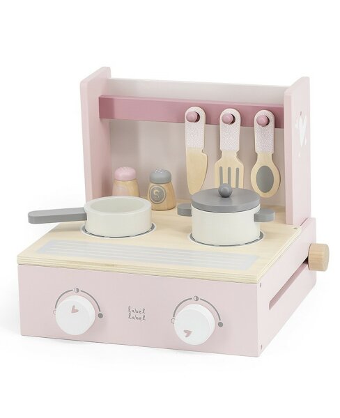 Label-Label - Klappbarer Kocher - Rosa /Personalisierbares Holzspielzeug mit Namen