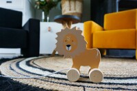 Tryco - Nachziehbarer Löwe aus Holz /Personalisierbares Holzspielzeug mit Namen