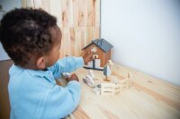 Tryco - Zusammenklappbares Bauernhaus aus Holz / Personalisierbares Holzspielzeug mit Namen & Geburtsdaten