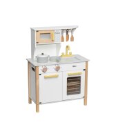 Tryco - Holzküche Weiß/Gold  / Personalisierbares Holzspielzeug mit Namen & Geburtsdaten