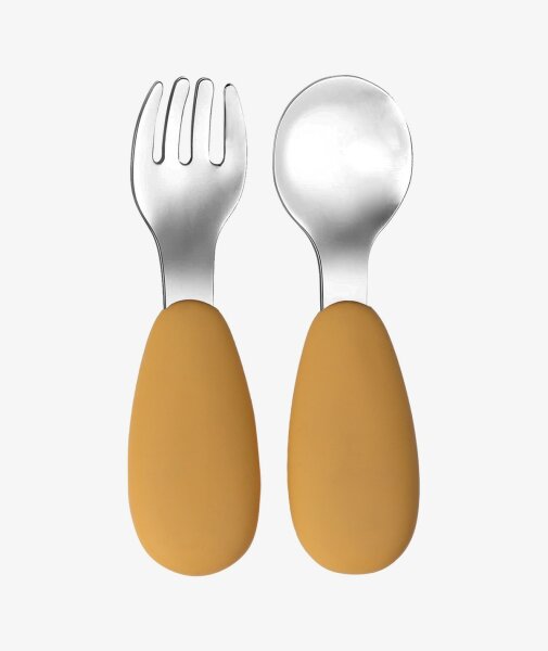 Tryco - Silikon - Edelstahl Löffel & Gabel - Honey Gold