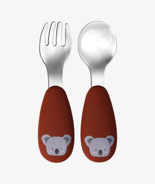 Tryco - Silikon - Rostfreier Löffel und Gabel - Koala Dark Rust