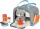 Katze mit Tasche und Pflege-Set