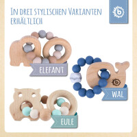 Beißring Wal mit Silikonkette