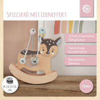 Motorikschleife mit Wippe Reh / Personalisierbares Holzspielzeug mit Namen