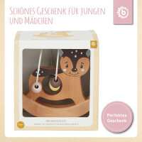 Motorikschleife mit Wippe Reh / Personalisierbares Holzspielzeug mit Namen