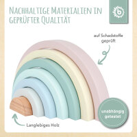 Regenbogen rose /Personalisierbares Holzspielzeug mit Namen & Geburtsdaten