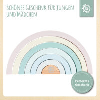 Regenbogen rose /Personalisierbares Holzspielzeug mit Namen & Geburtsdaten