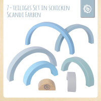 Regenbogen blau /  Personalisierbares Holzspielzeug mit Namen & Geburtsdaten