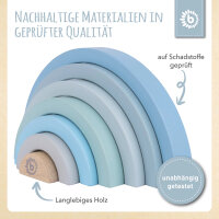Regenbogen blau /  Personalisierbares Holzspielzeug mit Namen & Geburtsdaten